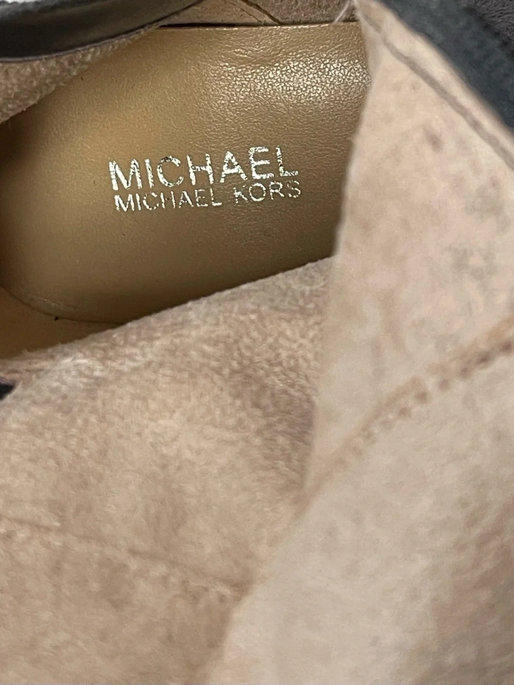 Michael Kors Bromley Flat Tall Riding Boots Stretch Suede Charcoal